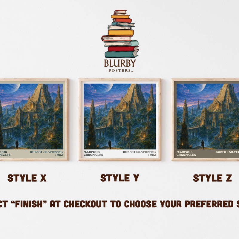 Majipoor Chronicles literary print in frame leaning in hallway – sci fi wall art