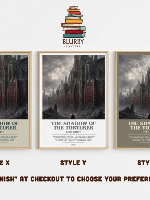 The Shadow of the Torturer bookish print in frame leaning in hallway – sci fi wall art