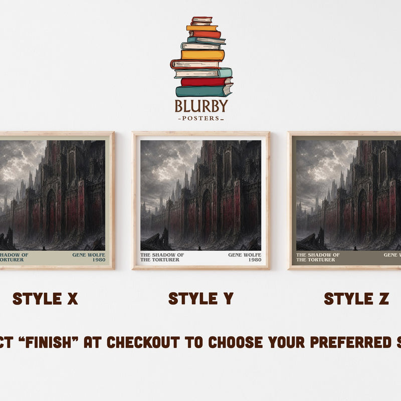The Shadow of the Torturer literary print in frame leaning in hallway – sci fi wall art