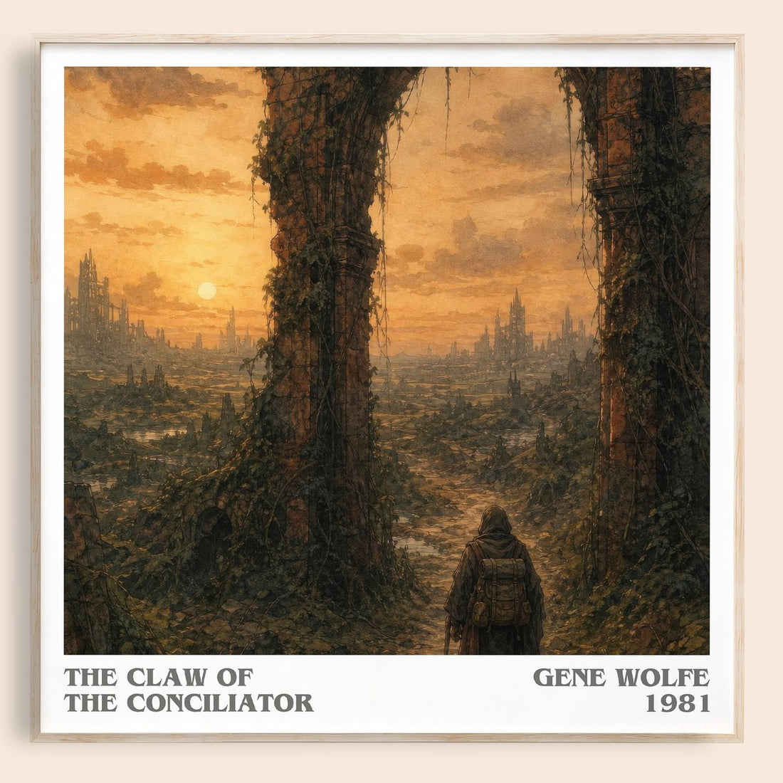 The Claw of the Conciliator literary book poster by Gene Wolfe – framed literary art print