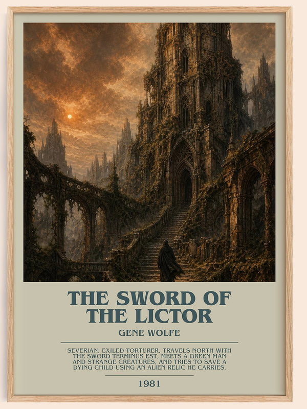 The Sword of the Lictor bookish book poster by Gene Wolfe – framed literary art print