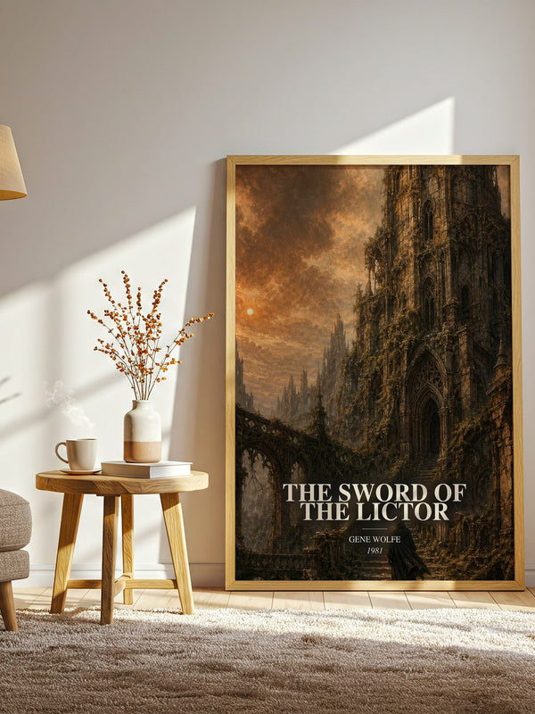 The Sword of the Lictor watercolour print in frame leaning in hallway – sci fi wall art