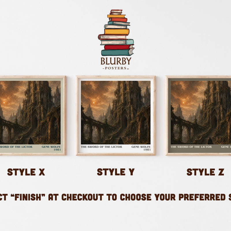 The Sword of the Lictor literary print in frame leaning in hallway – sci fi wall art