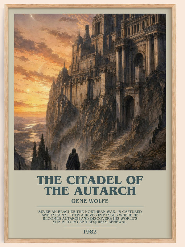 The Citadel of the Autarch bookish book poster by Gene Wolfe – framed literary art print