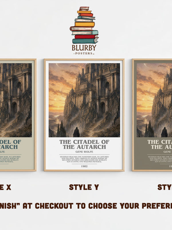 The Citadel of the Autarch bookish print in frame leaning in hallway – sci fi wall art