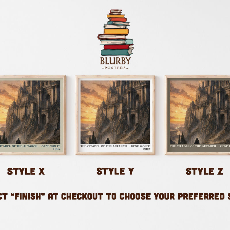 The Citadel of the Autarch literary print in frame leaning in hallway – sci fi wall art