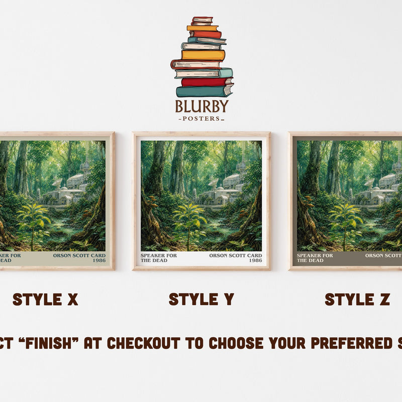 Speaker for the Dead literary print in frame leaning in hallway – sci fi wall art