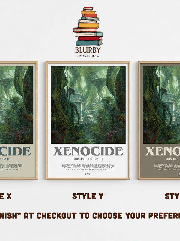 Xenocide bookish print in frame leaning in hallway – sci fi wall art