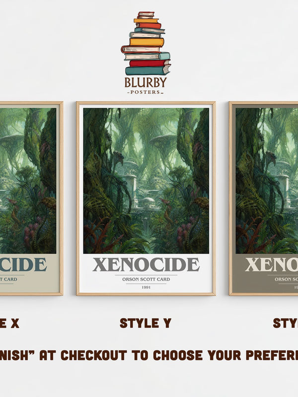 Xenocide book cover print in frame leaning in hallway – sci fi wall art
