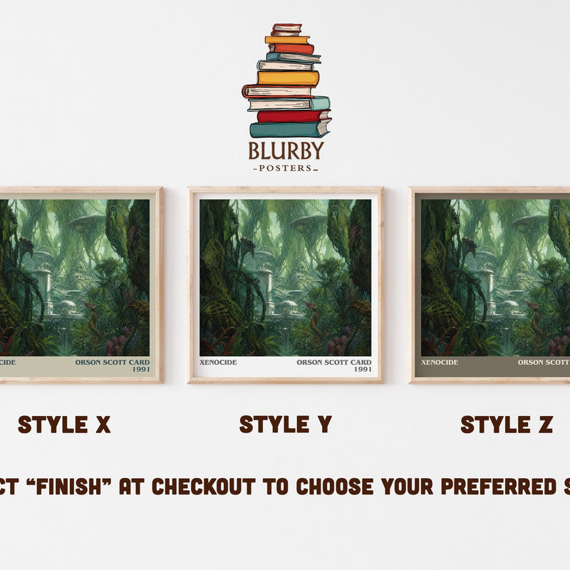 Xenocide literary print in frame leaning in hallway – sci fi wall art