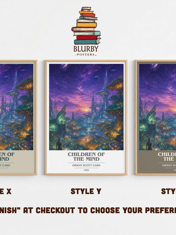 Children of the Mind book cover print in frame leaning in hallway – sci fi wall art