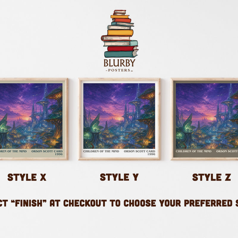 Children of the Mind literary print in frame leaning in hallway – sci fi wall art