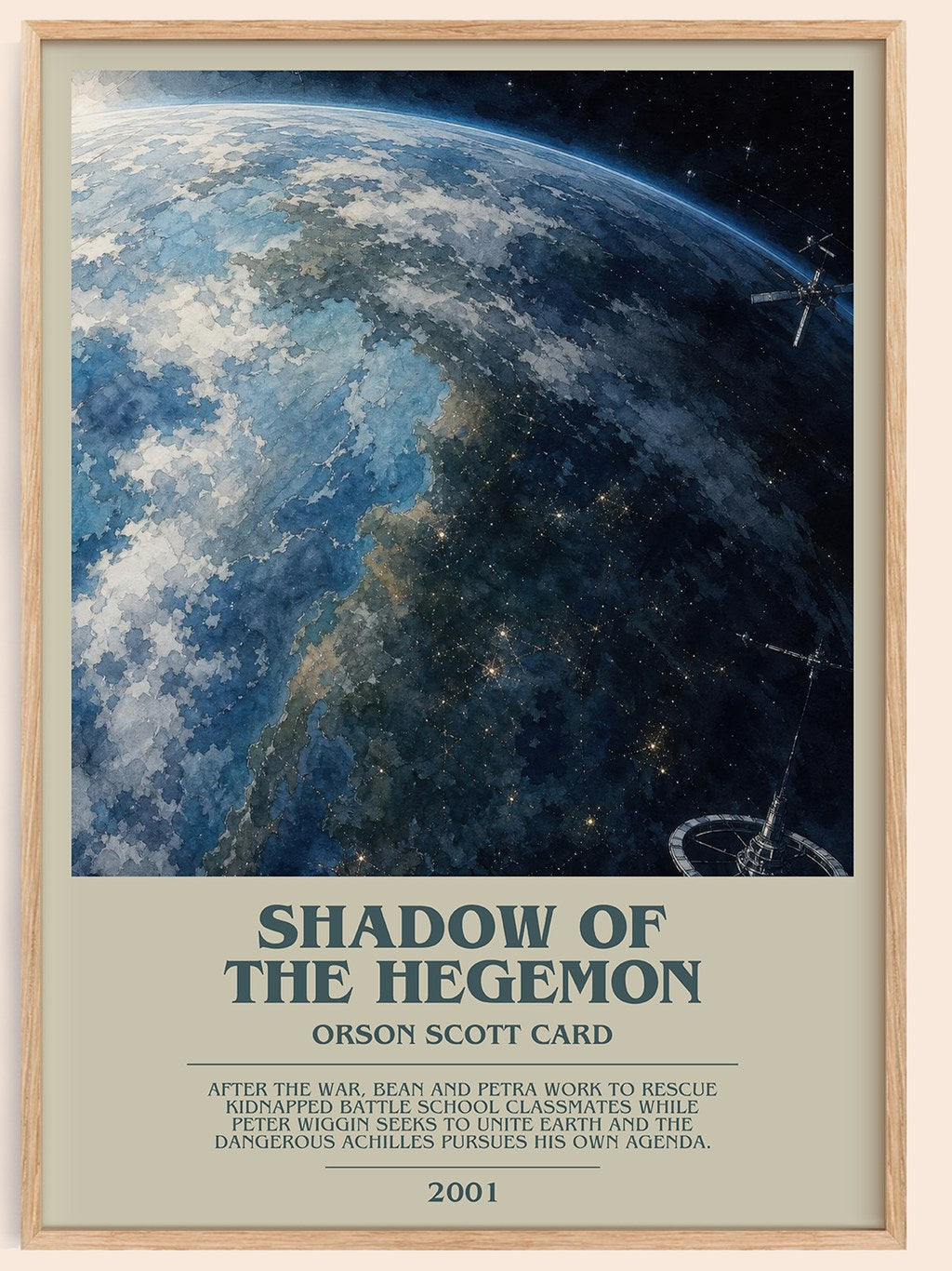 Shadow of the Hegemon bookish book poster by Orson Scott Card – framed literary art print