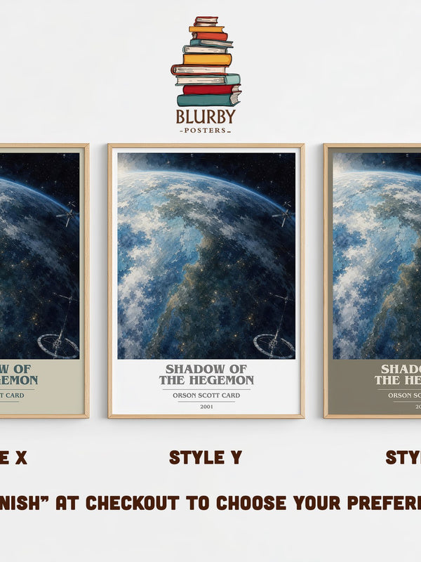 Shadow of the Hegemon book cover print in frame leaning in hallway – sci fi wall art