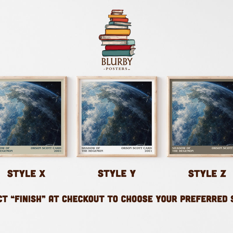 Shadow of the Hegemon literary print in frame leaning in hallway – sci fi wall art