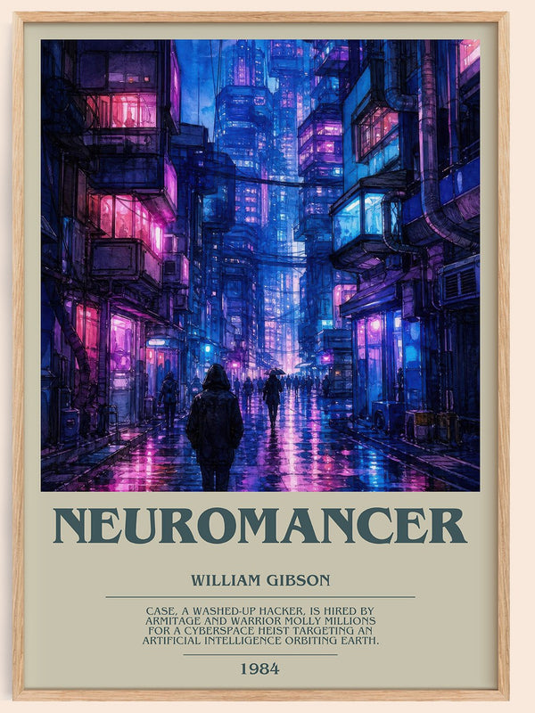 Neuromancer bookish book poster by William Gibson – framed literary art print