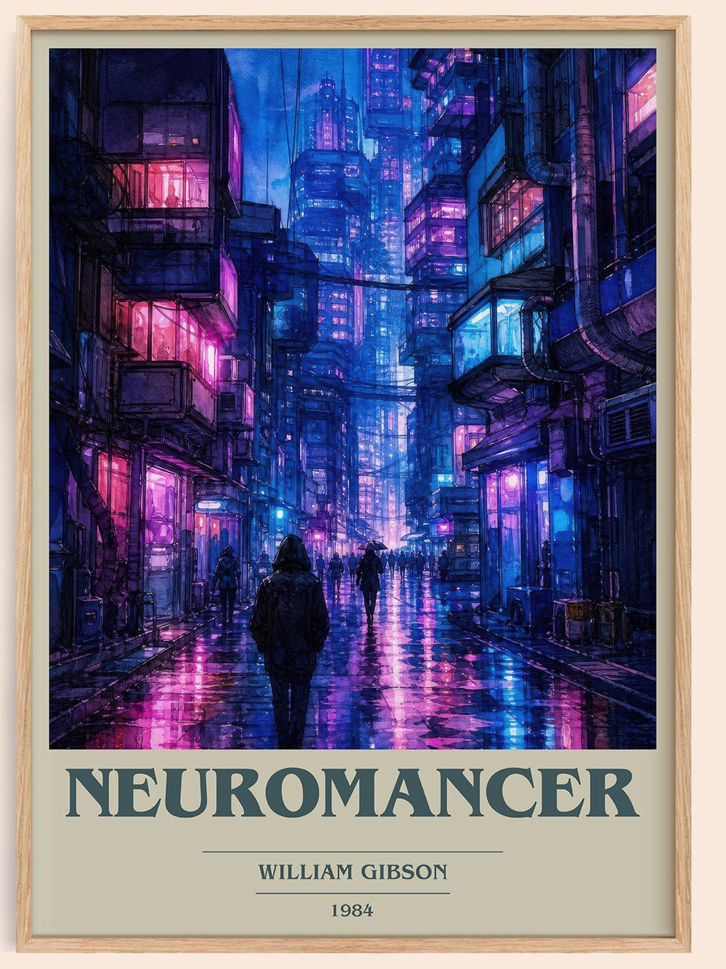 Neuromancer book cover book poster by William Gibson – framed literary art print