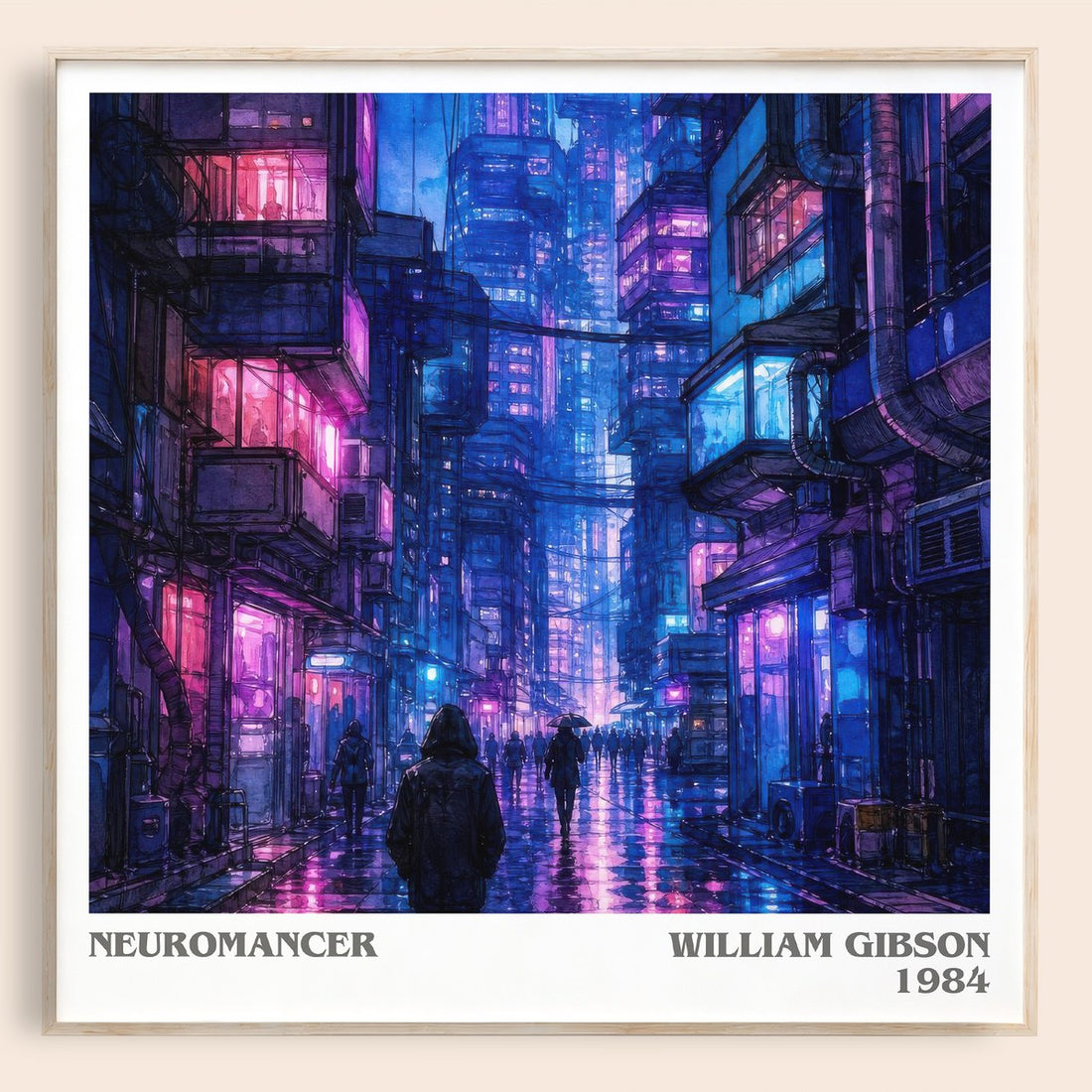 Neuromancer literary book poster by William Gibson – framed literary art print