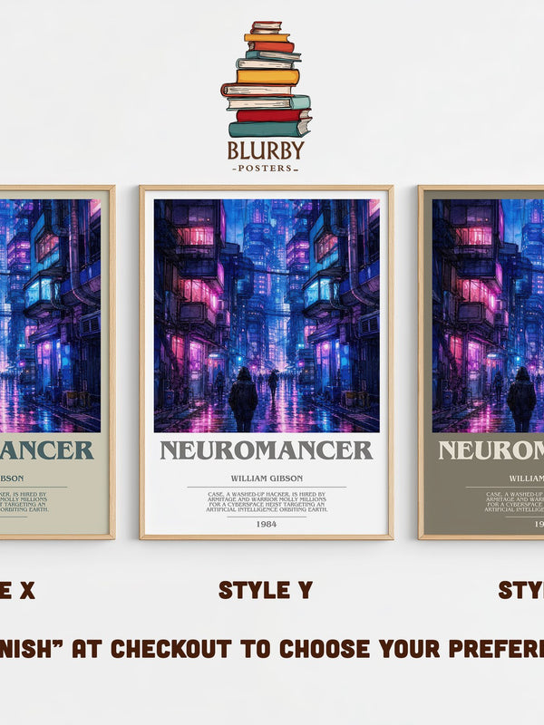 Neuromancer bookish print in frame leaning in hallway – sci fi wall art
