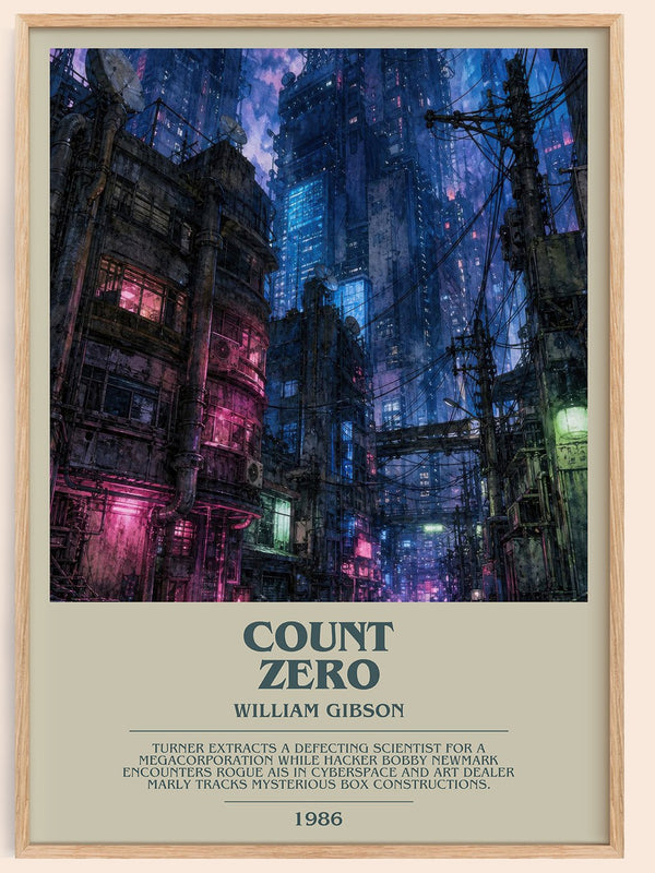 Count Zero bookish book poster by William Gibson – framed literary art print