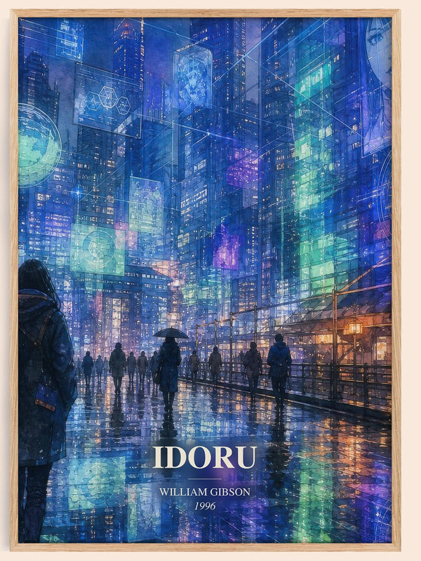 Idoru watercolour book poster by William Gibson – framed literary art print