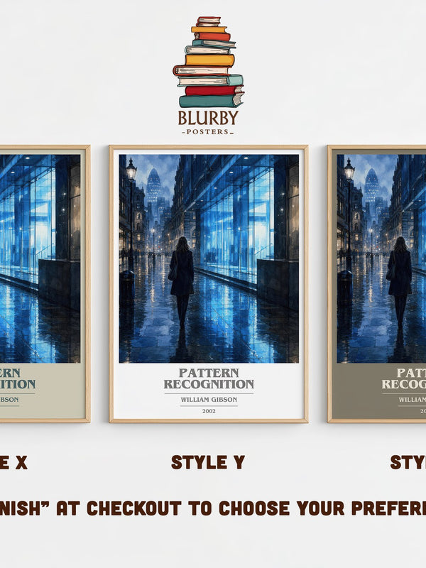 Pattern Recognition book cover print in frame leaning in hallway – thriller wall art