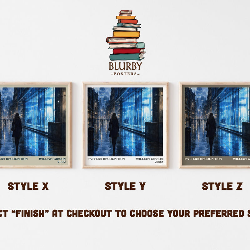 Pattern Recognition literary print in frame leaning in hallway – thriller wall art