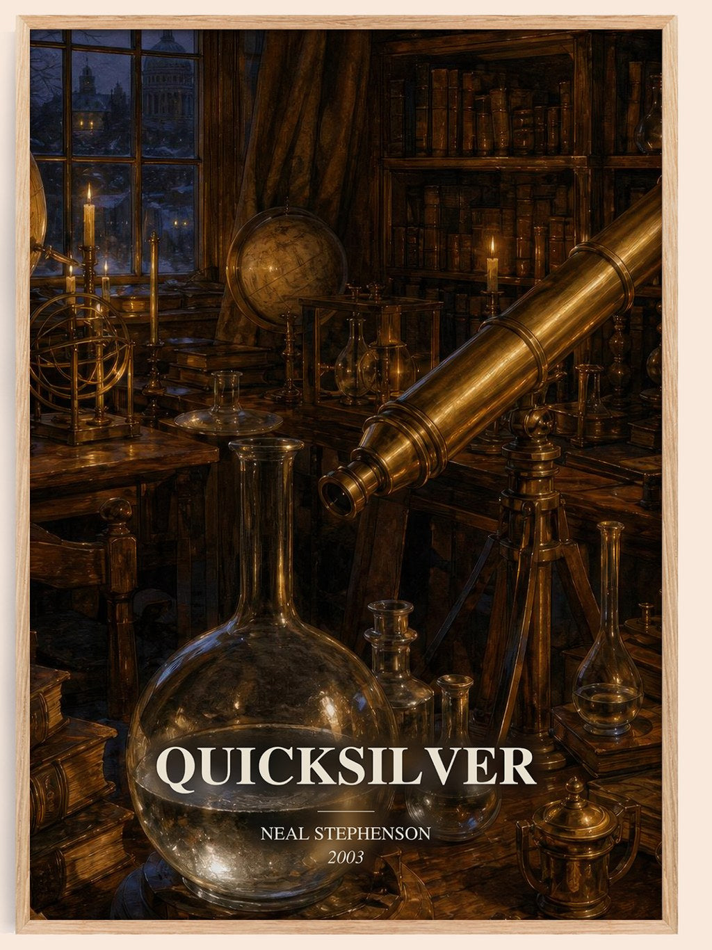 Quicksilver watercolour book poster by Neal Stephenson – framed literary art print