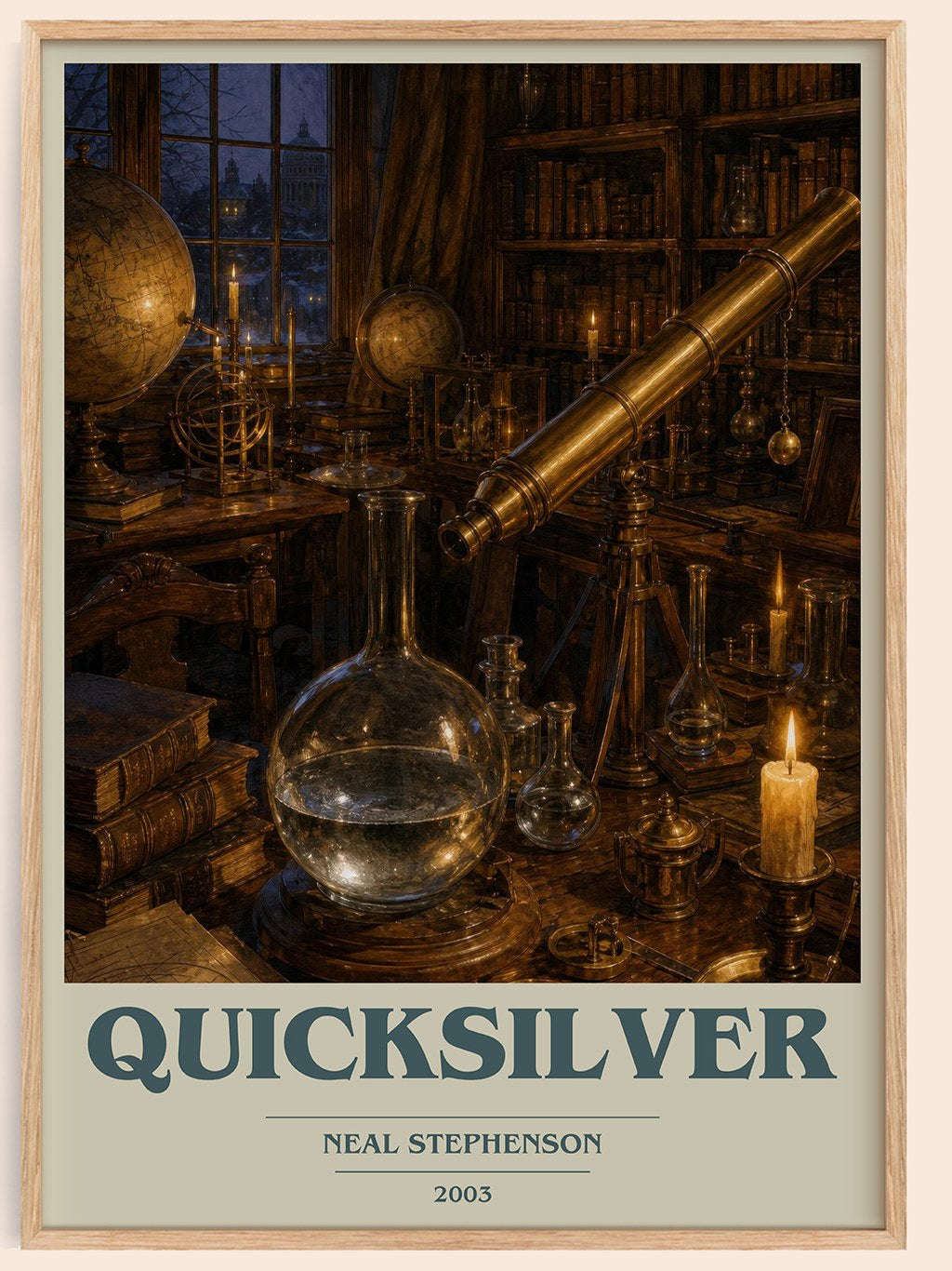 Quicksilver book cover book poster by Neal Stephenson – framed literary art print