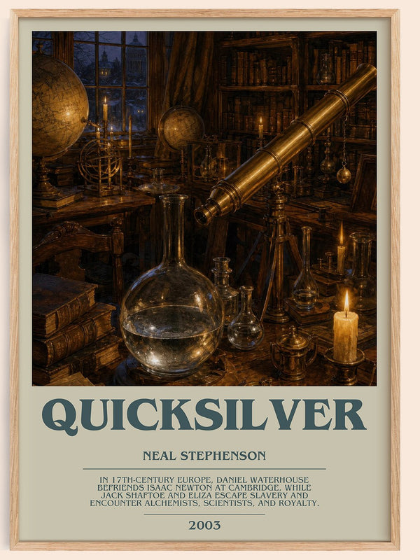 Quicksilver bookish book poster by Neal Stephenson – framed literary art print