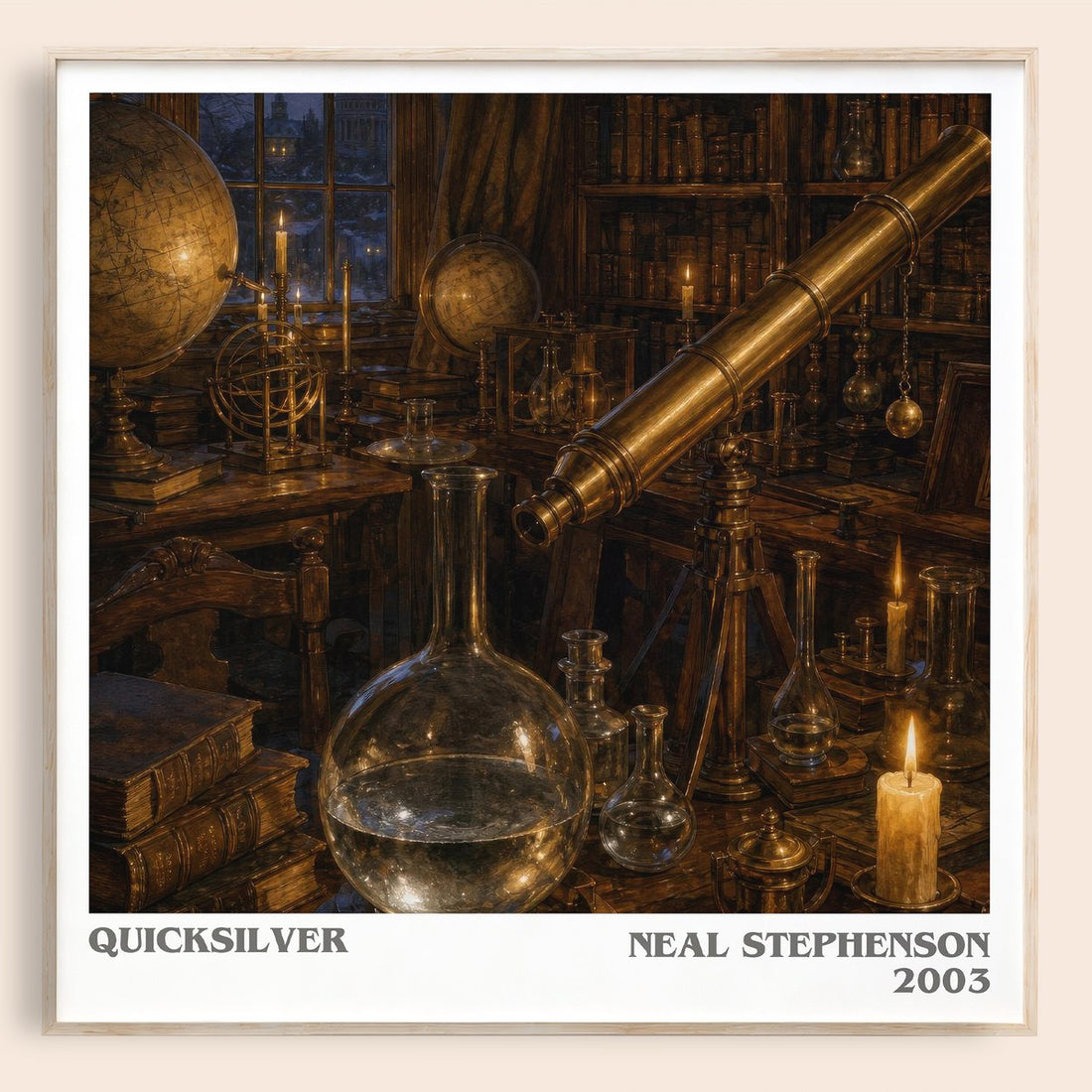 Quicksilver literary book poster by Neal Stephenson – framed literary art print
