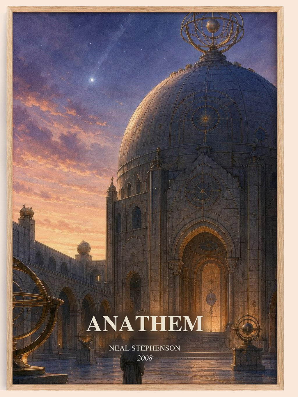 Anathem watercolour book poster by Neal Stephenson – framed literary art print