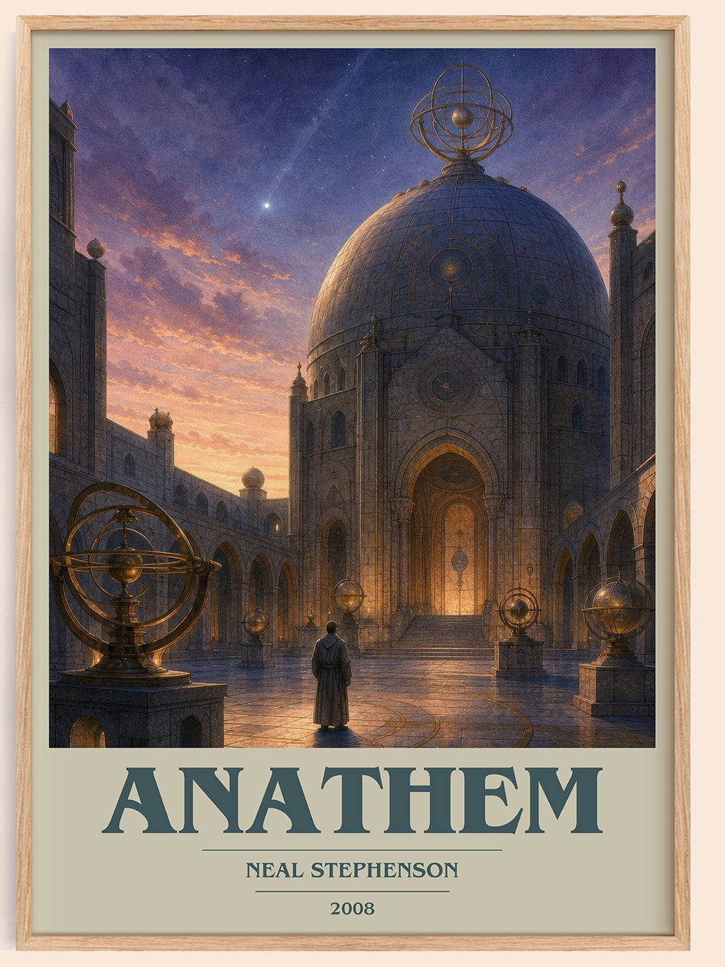 Anathem book cover book poster by Neal Stephenson – framed literary art print