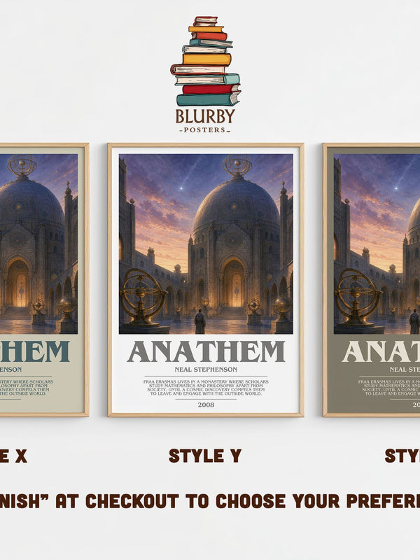 Anathem bookish print in frame leaning in hallway – sci fi wall art
