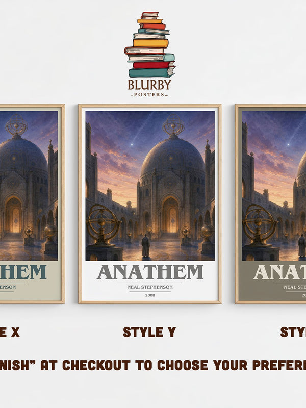Anathem book cover print in frame leaning in hallway – sci fi wall art