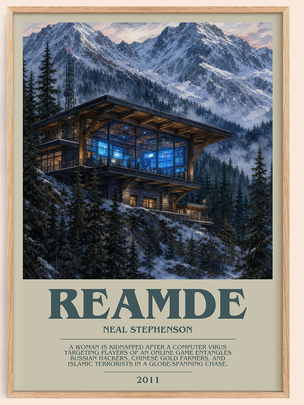 Reamde bookish book poster by Neal Stephenson – framed literary art print