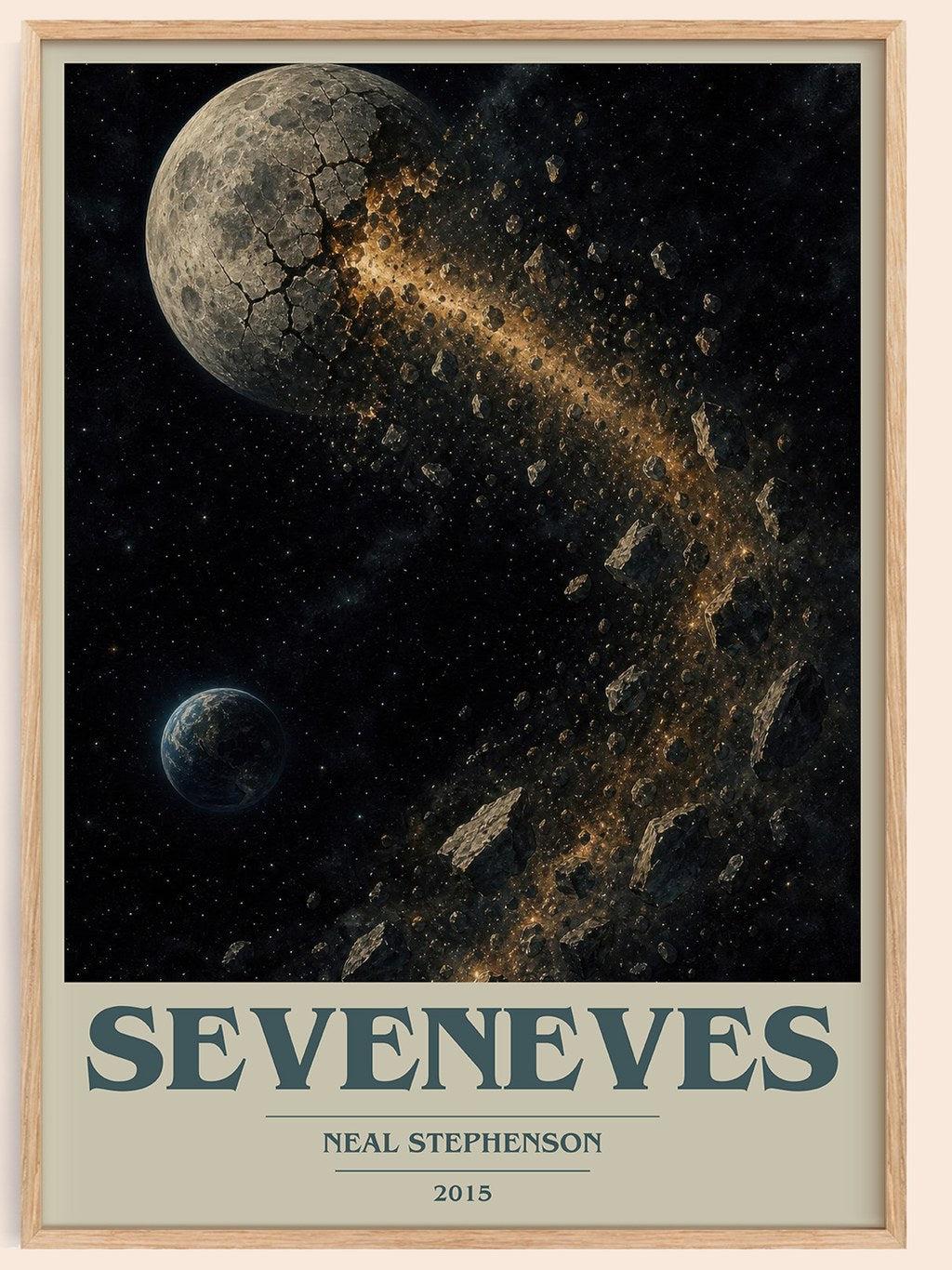 Seveneves book cover book poster by Neal Stephenson – framed literary art print