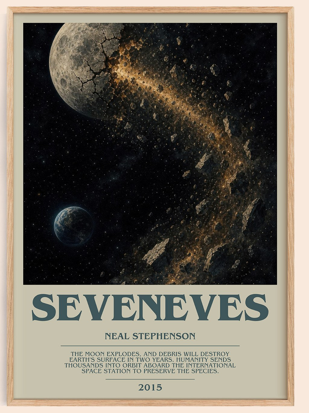 Seveneves bookish book poster by Neal Stephenson – framed literary art print