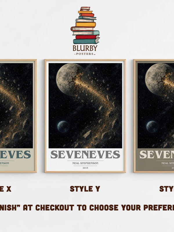 Seveneves book cover print in frame leaning in hallway – sci fi wall art