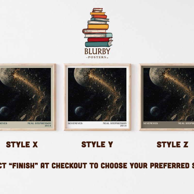 Seveneves literary print in frame leaning in hallway – sci fi wall art