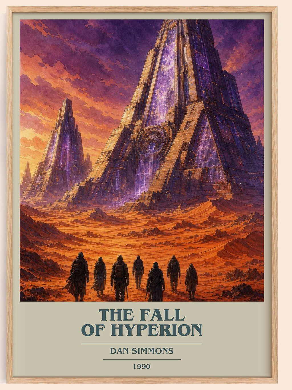 The Fall of Hyperion book cover book poster by Dan Simmons – framed literary art print