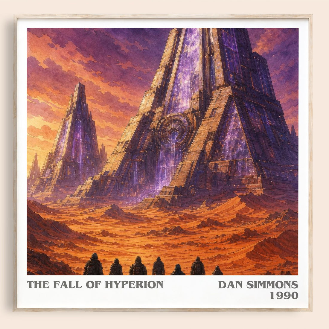 The Fall of Hyperion literary book poster by Dan Simmons – framed literary art print