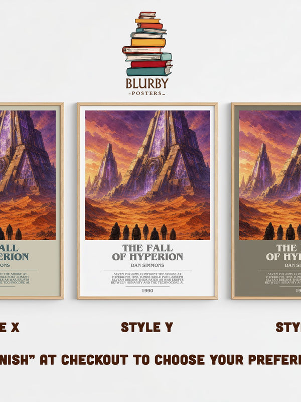 The Fall of Hyperion bookish print in frame leaning in hallway – sci fi wall art