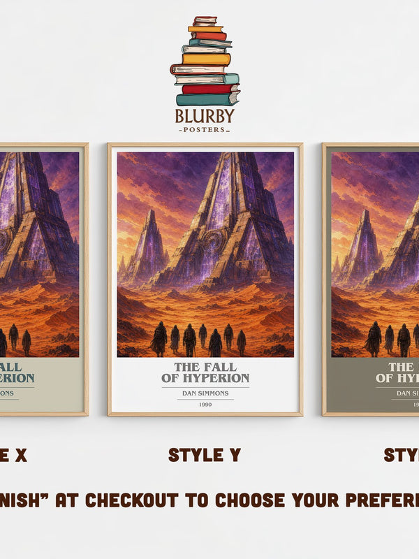 The Fall of Hyperion book cover print in frame leaning in hallway – sci fi wall art
