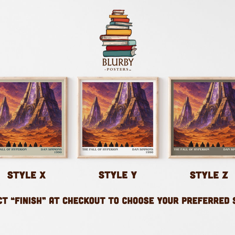 The Fall of Hyperion literary print in frame leaning in hallway – sci fi wall art