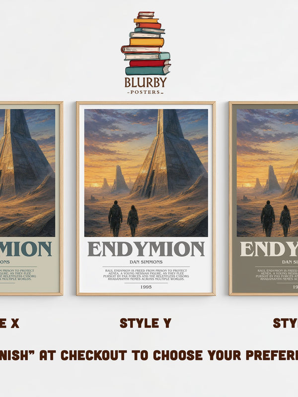 Endymion bookish print in frame leaning in hallway – sci fi wall art