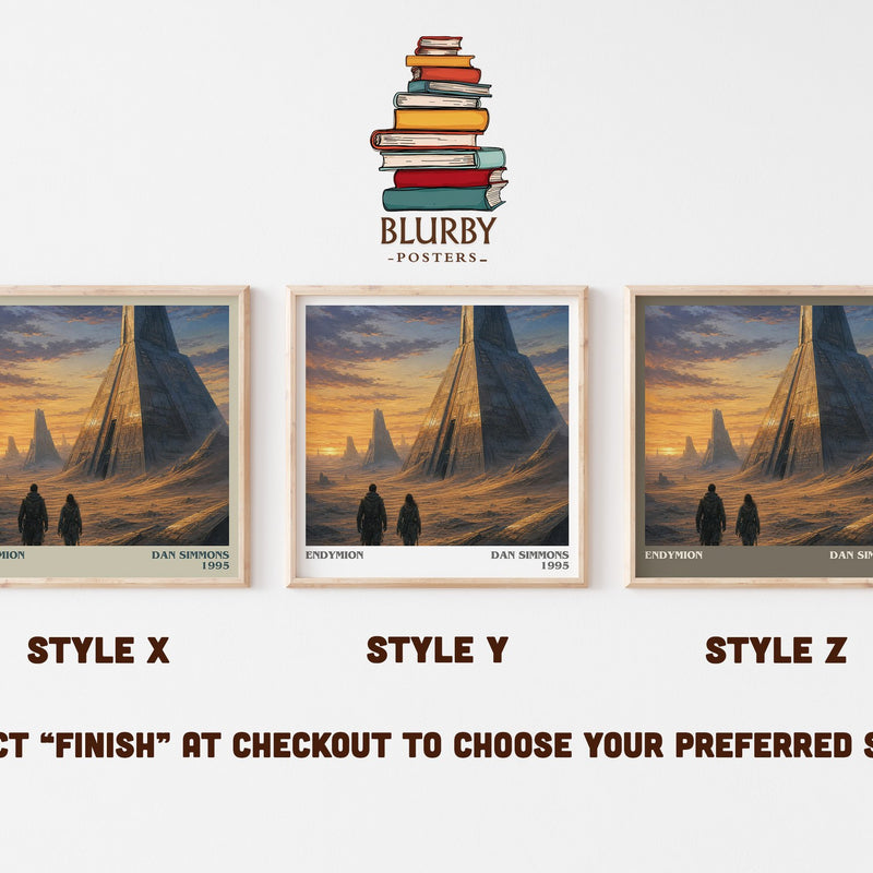 Endymion literary print in frame leaning in hallway – sci fi wall art