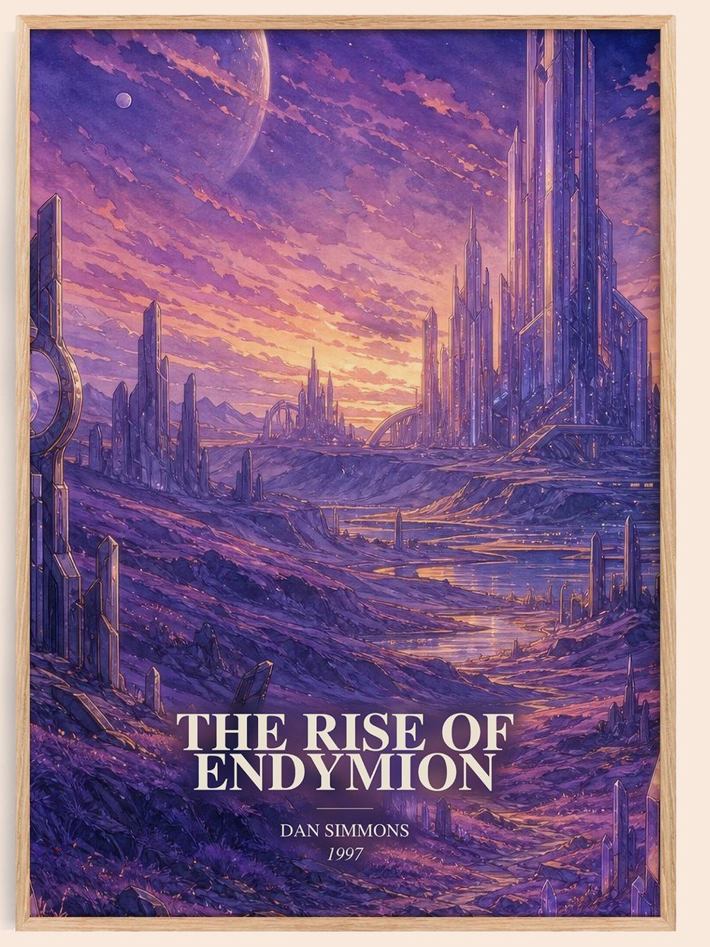 The Rise of Endymion watercolour book poster by Dan Simmons – framed literary art print