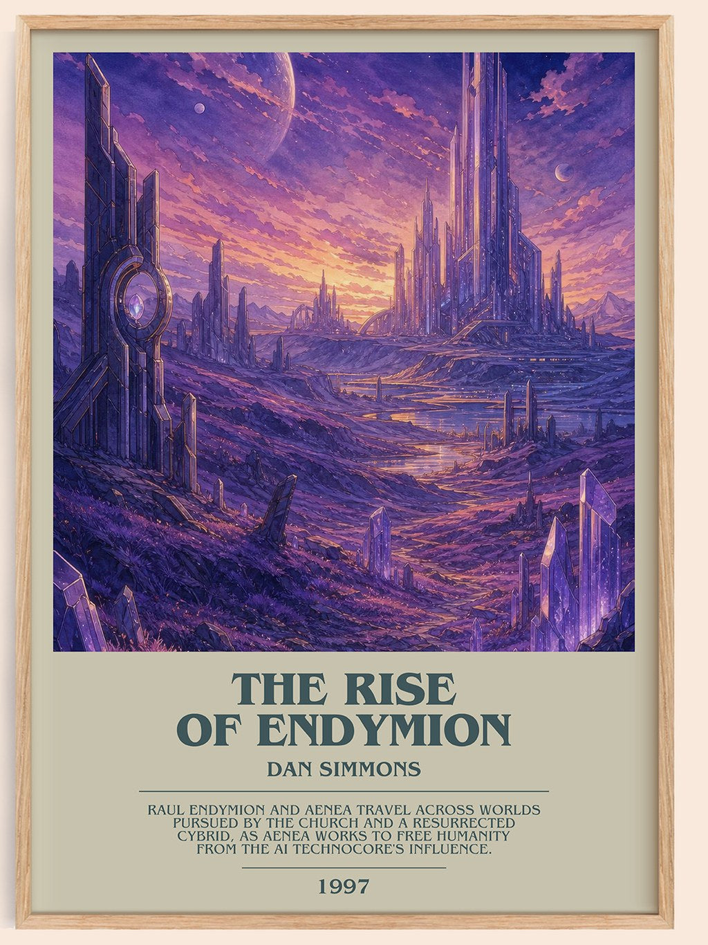 The Rise of Endymion bookish book poster by Dan Simmons – framed literary art print