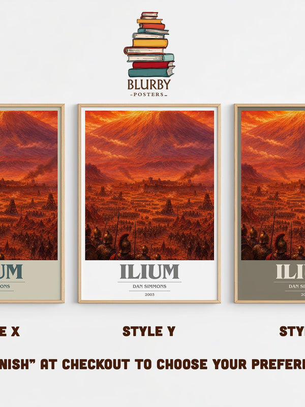 Ilium book cover print in frame leaning in hallway – sci fi wall art
